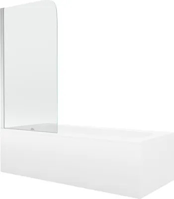 Produktbild von Mexen Vega rechteckige Wanne 150 x 70 cm mit Verkleidung und 1-flügeliger Faltwand 80 cm, transparent, Chrom - 550115070X900801?