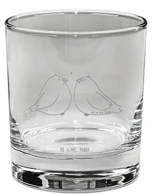 Produktbild von Mr. & Mrs. Panda Whiskyglas Turteltauben Liebe - Transparent - Geschenk, Whiskeyglas, Verheiratet, Freundin, Whisky Tumbler, Pärchen, Hochzeitstag, Glas, Whiskey, Partner