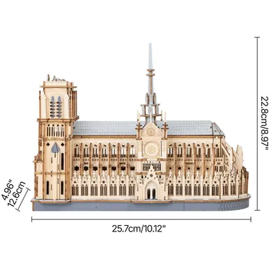 A 3D wooden model of the Notre Dame Cathedral.