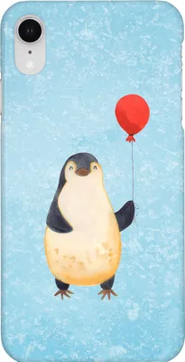 Produktbild von Mr. & Mrs. Panda Iphone XR Handyhülle Pinguin Luftballon - Eisblau - Geschenk, Jahrmarkt, Kirmes, Premium Kunststoff, Handy Case, Pinguine, Glück, Liebe