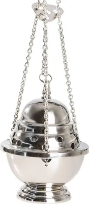 Produktbild von Rauchfass Kette 60cm Räucherschwenker Massiv Messing Vernickelt Weihrauch 2855