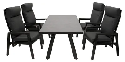 Produktbild von Garnitur 5-teilig 236 x 112 x 180 cm Aluminium Glas Grau