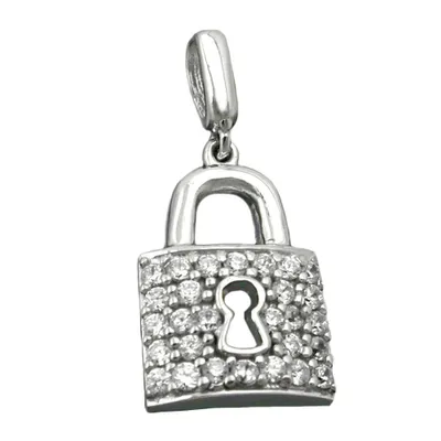 Produktbild von Anhänger 13x10mm Türschloss mit Zirkonias glänzend rhodiniert Silber 925 silber 13x10mm
