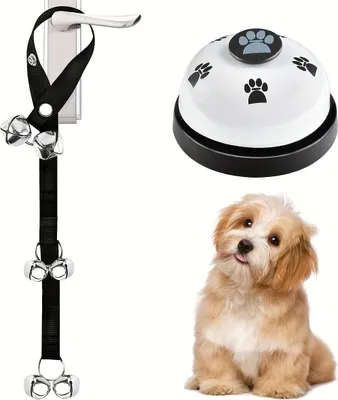 Immagine prodotto di INF Campanello Addestramento Cani: Corda 2,5cm con 7 Campanelli + Campanello a Pressione Nero