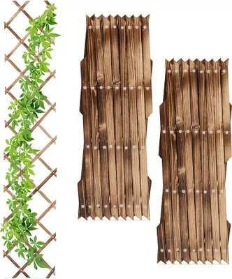 Produktbild von Relaxdays, Rankgitter Holz Scherengitter, geflammte Optik, Braun, 3er Set, ca. 180 x 30 x 1,5 cm, hoch oder quer montierbar