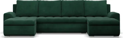 Produktbild von U-Sofa mit Schlaffunktion Foresta, 2 Chaiselongues, Cord - Dunkelgrün