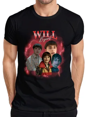 Zdjęcie produktu dla Koszulka męska WILL Byers Stranger Fan Gift Retro Vintage Series 90s Bootleg, czarny, 3XL