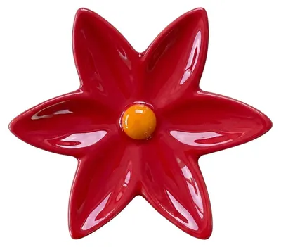 Produktbild von Roter Seerosenblüten - Handtuchhaken aus Keramik für Heizkörper, Handtuchheizkörper und Wand