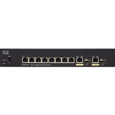 Produktbild von Cisco SG250-10P-K9-EU, Managed, L2, Gigabit Ethernet (10/100/1000), Power over Ethernet (PoE)