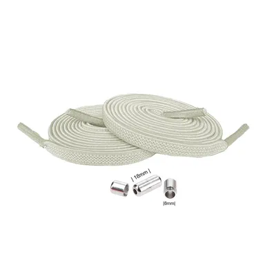 Produktbild von Elastische Schnürsenkel mit Metallkapseln: Schnürsenkel: Weiss Creme - Metallkapseln: Silber