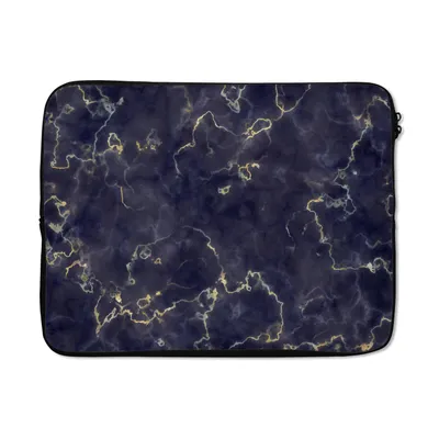 Produktbild von MuchoWow® Laptop Hülle 17 Zoll Laptoptasche Marmor - Goldachat - Zipper - Schutzabdeckung