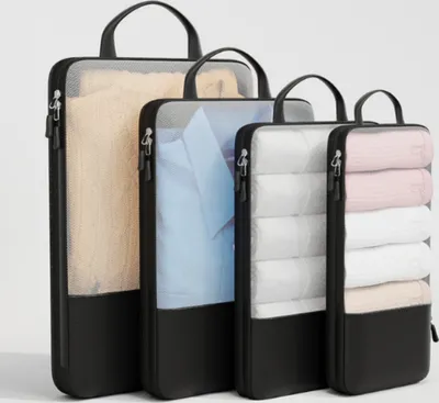Immagine prodotto di INF Imballaggio intelligente con i cubi - Set di 4 accessori da viaggio per riporre in modo ottimale i vestiti Nero