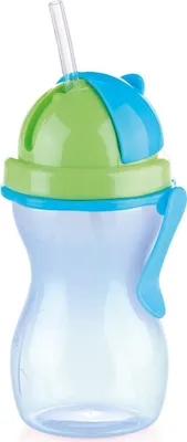 Produktbild von Kindertrinkflasche mit Trinkhalm BAMBINI 300 ml, grün, blau