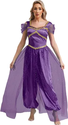 Produktbild von Orientalische Prinzessin Damenkostüm XL – Pailletten Overall mit Aladinhose Perfekt für – Fasching, Halloween, Karneval & Mottoparty