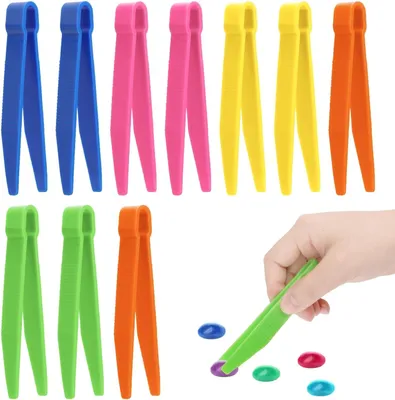 Produktbild von 10 Teiliges Kinder Pinzetten Set, Kinder Pinzette - Pinzette Kinder Montessori Buntes Leichte Kunststoff Pinzetten Bügelperlen Pinzette, für Feinmotorik und Sensorische Fähigkeiten