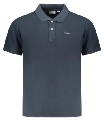 Produktbild von Herren Poloshirt Blau Kurzarm aus Baumwolle mit Stickerei