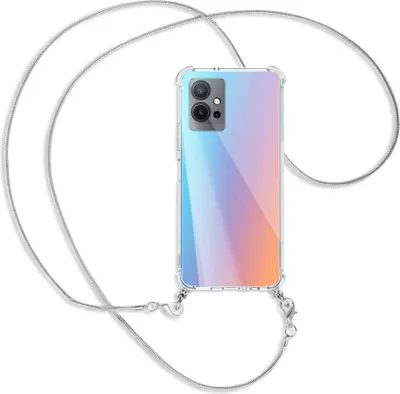 Produktbild von Handykette Backcover-Schutzhülle mit Band (Metall silberfarben) für vivo Y55 5G, vivo Y75 5G - silberfarbene Kette Snake