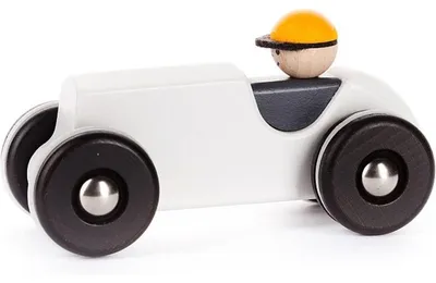 Produktbild von Bajo Holz Retro Rennwagen - Spielzeugauto weiß nachhaltig
