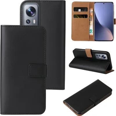 Produktbild von Handy Hülle für Xiaomi 12 / 12X Klapphülle Bookcase Flip Cover Handy Tasche Etui Farbe: Schwarz
