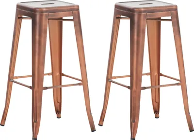 Produktbild von CLP 2er Set Barhocker Joshua aus Metall mit Fußstütze  kupfer