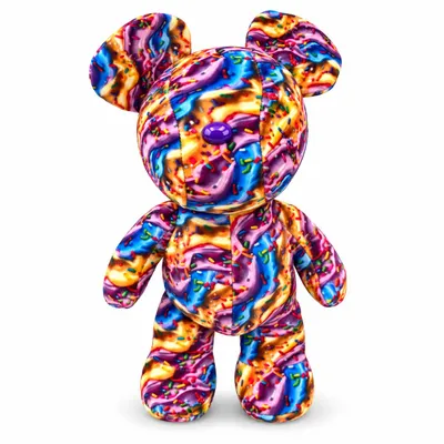 Produktbild von Teddybär Kuscheltier 29 cm Bunt Plüschbär mit Abstraktem Muster Weicher Stofftier Bär Deko Geschenk & Sammler, KI-generiertes Bild