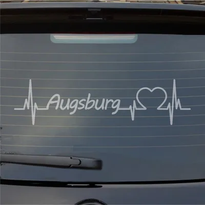 Produktbild von Heckscheibenaufkleber Augsburg Herzschlag Puls Stadt Liebe 55x14 cm Milchglas Auto Aufkleber Sticker