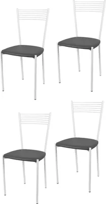 Immagine prodotto di t m c s Tommychairs - Set di 4 sedie moderne ELEGANCE per cucina e sala da pranzo, struttura robusta in acciaio laccato, colore bianco, sedile imbottito rivestito in Pelle finta colore grigio scuro