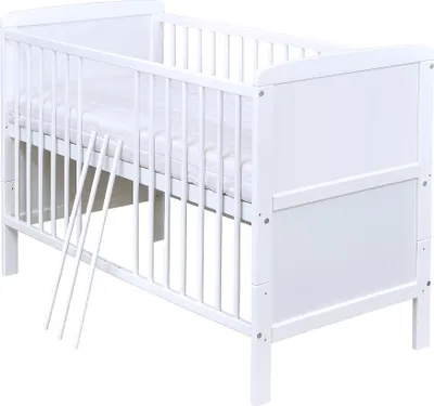Produktbild von Baby-Delux Babybett Kinderbett Umbaubar 140x70 Weiß Bettset Komplett mit Motiv Twinkle Star Blau