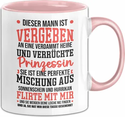 Produktbild von Vergebener Mann Tasse Geschenk Für Freund Eifersüchtige Freundin Geschenkidee Paare (Rosa)