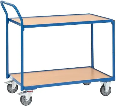 Produktbild von Tischwagen 2746 aus Metall und Holz mit 2 Etagen und einer Tragkraft von 300 kg, 1200 x 800 mm