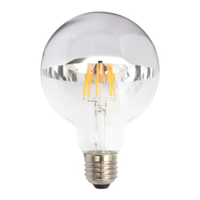 Image de LED Filament Globe G95 6W = 60W E27 miroir de tête argenté 680lm extra blanc chaud 2200K rétro