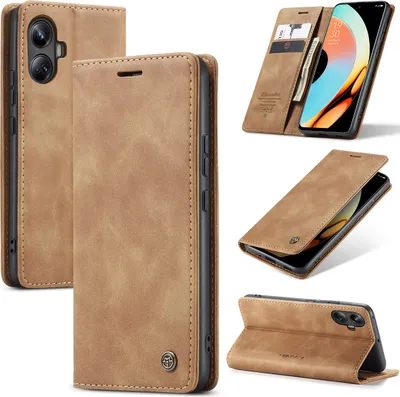 Produktbild von Realme 10 Pro+ Hülle, Retro Kunstledertasche mit Standfunktion Schutzhülle für Realme 10 Pro+ Braun