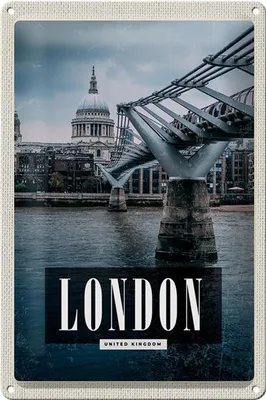 Produktbild von Blechschild Reise 20x30cm London UK Jahrtausendbrücke Aussicht