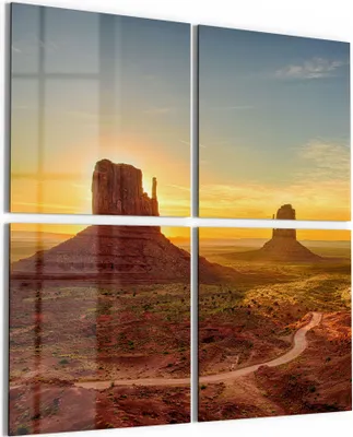 Produktbild von DEQORI Glasbild Echtglas 4x50x50 cm 'Sandsteinformationen' Wandbilder XXL groß