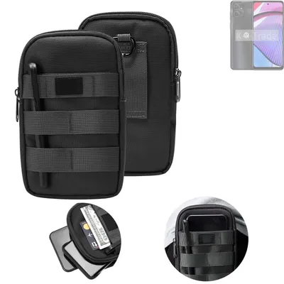 Produktbild von K-S-Trade Holster Gürtel Tasche kompatibel mit Motorola Moto G54 5G Power Handy Tasche Schutz Hülle dunkel-grau viele Fächer, 1x