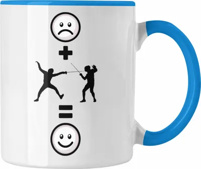 Produktbild von Trendation - Fechten Tasse Geschenk für Fechter :( + fechten = :) Lustige Geschenkidee Geburtstag (Blau)