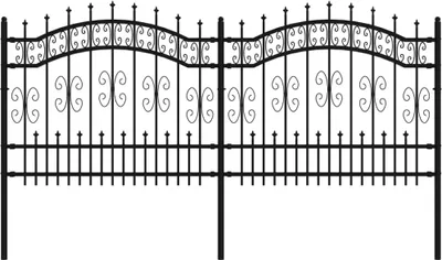 Obrázek produktu pro vidaXL Zahradní plot s hrotem kopí černý 240 x 100 cm Práškově lakovaná ocel
