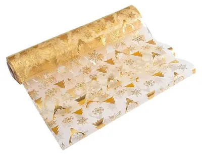 Productafbeelding van Kersttafelkleed, goud, 10 meter x 28 cm, polyester organza