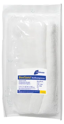 Produktbild von Meditrade BeeSana Mullkompresse gerollt 16-fach 20 x 20 cm - ohne RöKo, steril - 20 Stk.