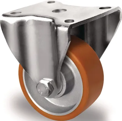 Produktbild von Bockrolle Rad- 80 mm Tragfhigkeit 180 kg Polyurethan Platte L100xB88 mm Farbe Rolle braun