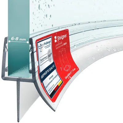 Immagine prodotto di STEIGNER Guarnizione doccia curva UK03 60 cm (1 pz.) trasparente - Guarnizione box doccia verticale per doccia semicircolare o quarto di cerchio con porta 6-8 mm - Materiale flessibile, Impermeabile