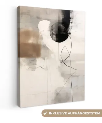 Produktbild von MuchoWow® - Leinwandbilder - Abstrakte Kunst - Grau - Industriell, Wandbild, Wanddeko Bilder Wohnzimmer, 90x120 cm