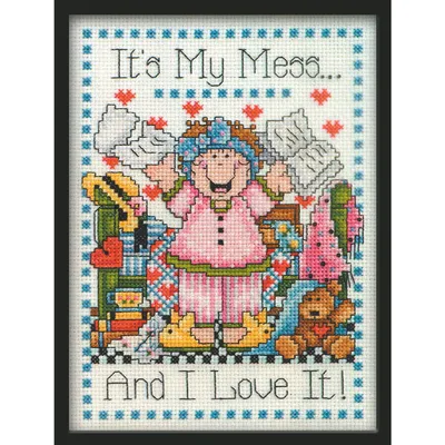 Produktbild von Design Works Kreuzstich Stickpackung "Mein Durcheinander", Zählmuster, 13x18cm