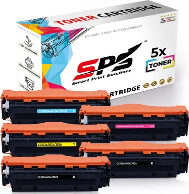 Produktbild von 5x Toner CC530A CC531A CC532A CC533A kompatibel für HP Color Laserjet CP2025NF