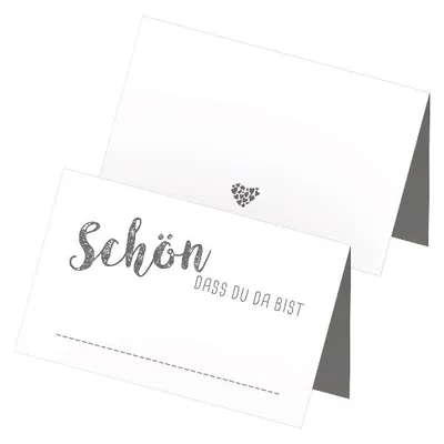 Produktbild von itenga 24 x Tischkarten "Schön dass du da bist" taubengrau grau