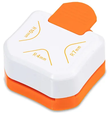 Productafbeelding van Hoekpons 3-in-1 voor radius 4 - 7 en 10 mm - Oranje + Wit - Hoekafronder
