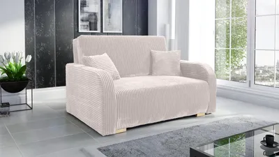 Produktbild von Wohnero24 Lirena 2 Schlafsofa 136x95 cm mit Bettfunktion 113x195 cm – 2-Sitzer Cord Sofa ausziehbar mit Bettkasten, kleines Schlafsofa für Wohnzimmer