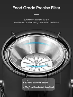 Produktbild von Sapcentrifuge – Slow Juicer – für Gemüse und Obst – 800W – 65 mm Einfüllöffnung – 3 Geschwindigkeitsstufen