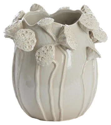 Image de Vase en céramique LAVCI brillant gris clair – 26,5x25,5x26,5 cm