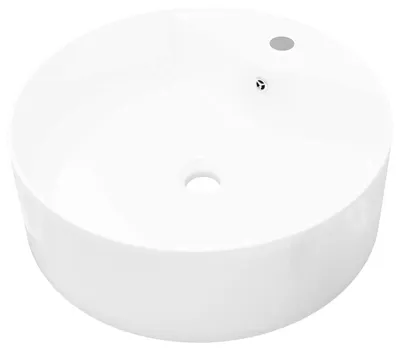 Produktbild von vidaXL Keramik Waschbecken Hahnloch/Überlaufloch weiß rund